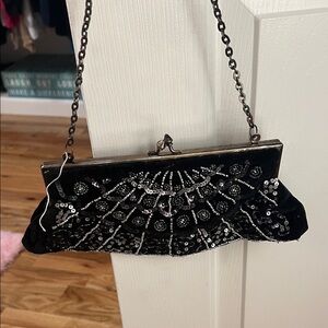 Elegant Black and Silver Women's Evening Bag